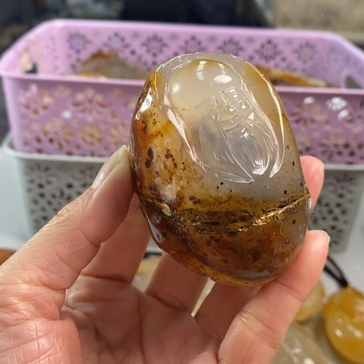 玛瑙/玉髓吊坠(不含链)足铂镶嵌