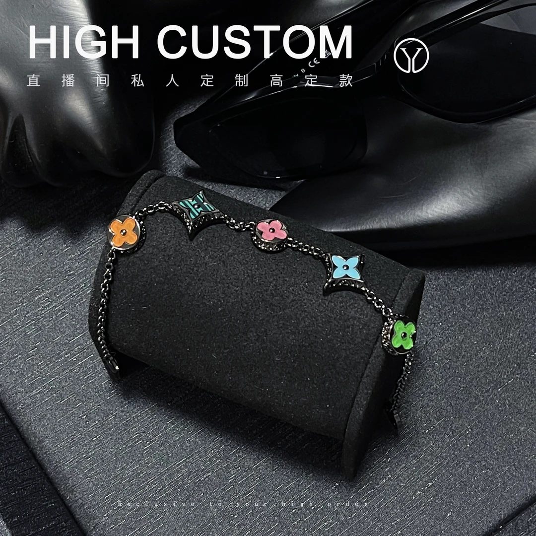 铜合金手链 383 黑色彩拼老花手链