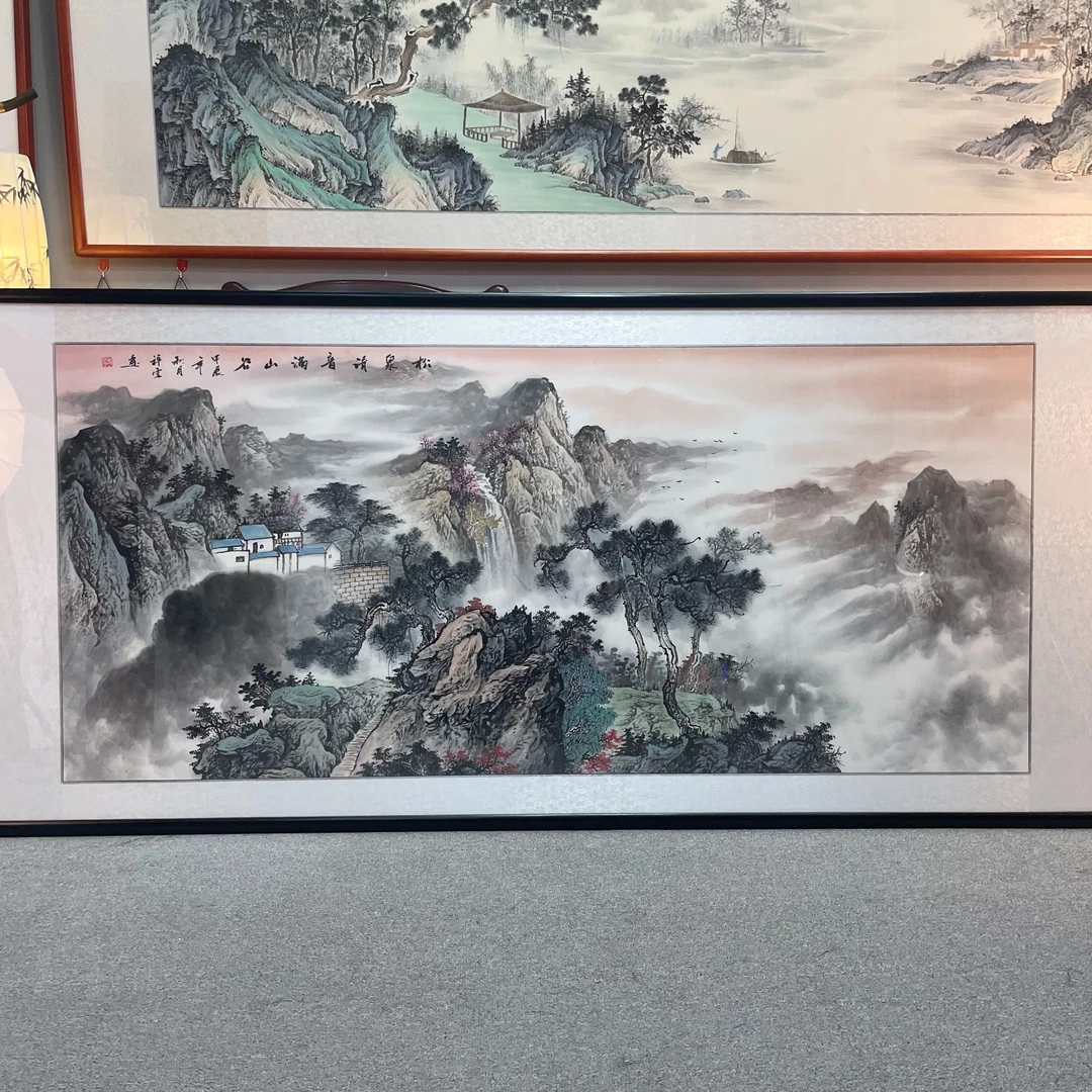 纯手绘-松泉清音【238*108】国画山水画客厅办公室挂画字画直播间