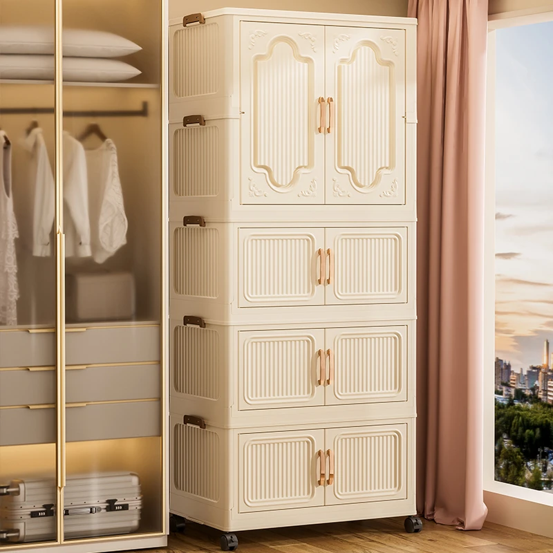 （76面宽）送货上门大容量免安装多层免安装折叠多功能衣柜双开门