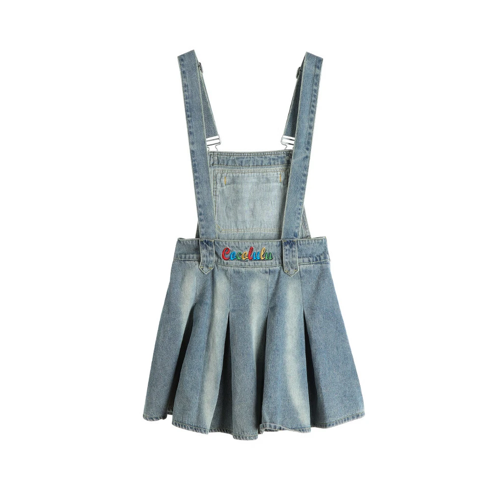 【芋总专属】LALA设计感牛仔短裙高腰显瘦a字百褶裙