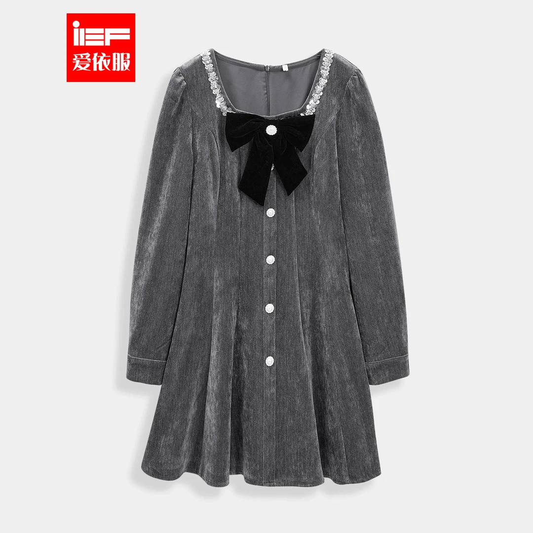 IEF/爱依服2025冬季新款高个子复古赫本风百搭显瘦高级感连衣裙