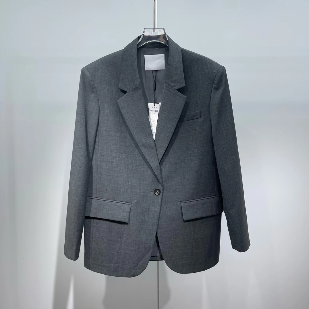 修身黑色西装常规袖气质极简风秋冬拼接上衣小西装1334