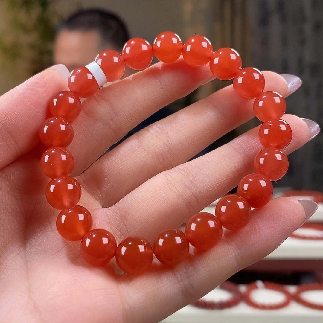南红玛瑙未镶嵌手串原矿9mm 特级冰红保山