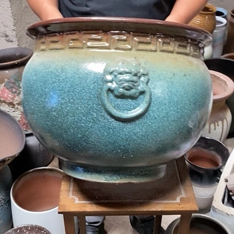 紫砂花盆口37高度29无孔