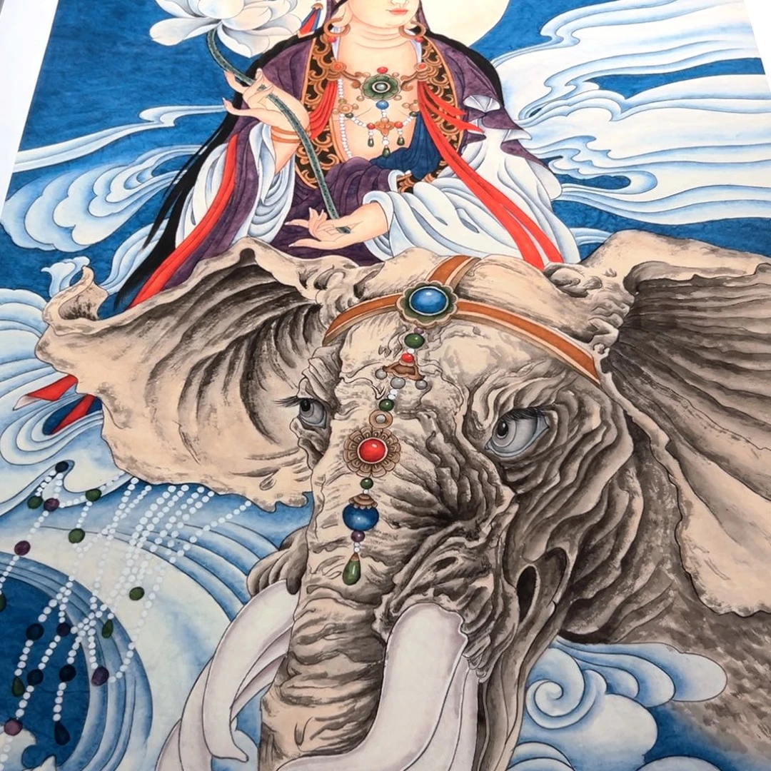 大***术国画李老师普贤菩萨作品