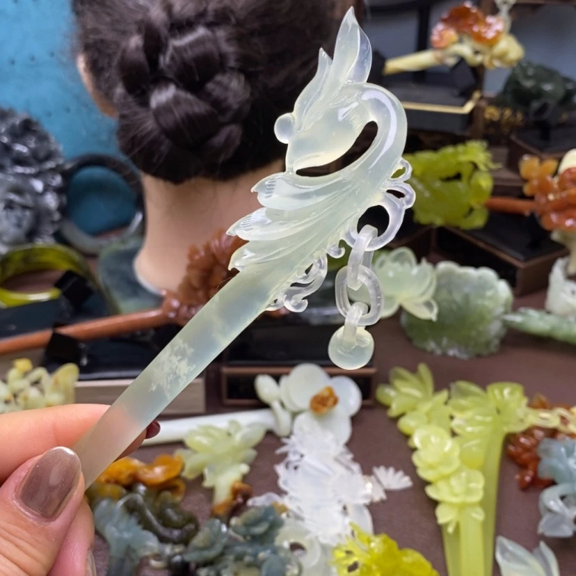 【闪购商品】岫玉发簪发簪盘发发簪未镶嵌甜**豆