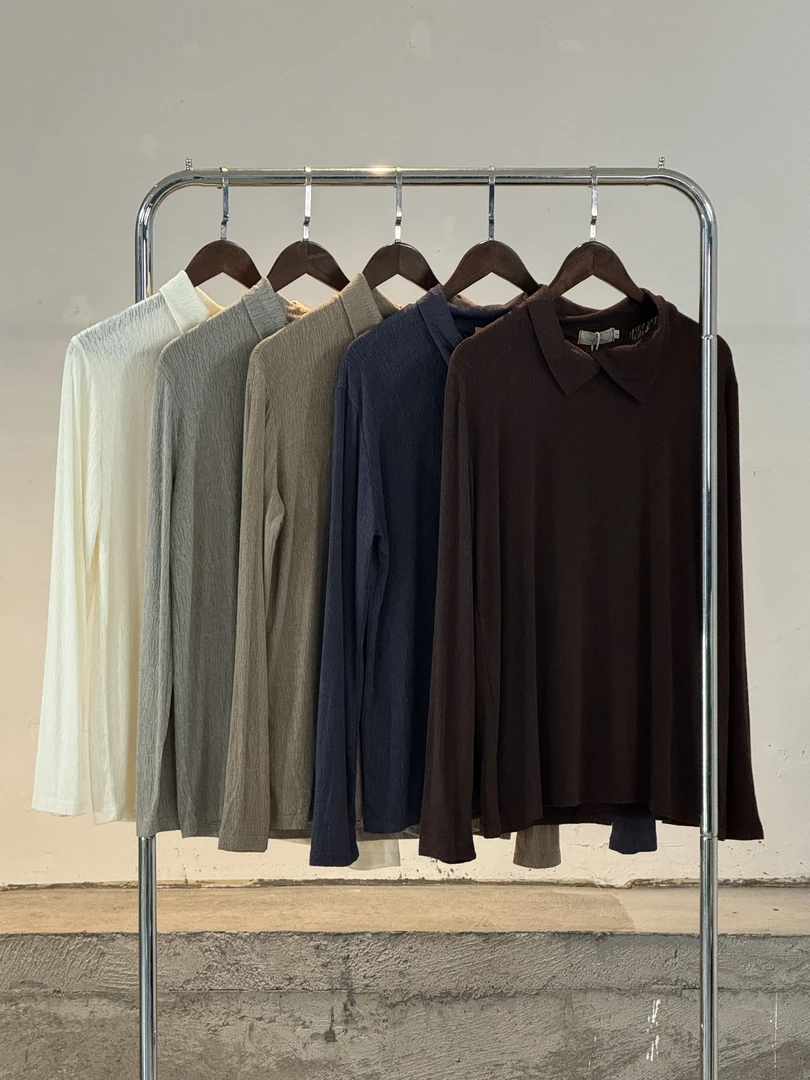 山月SHANYUE 内搭肌理感针织衫高领打底衫长袖纯色套头立领垂感