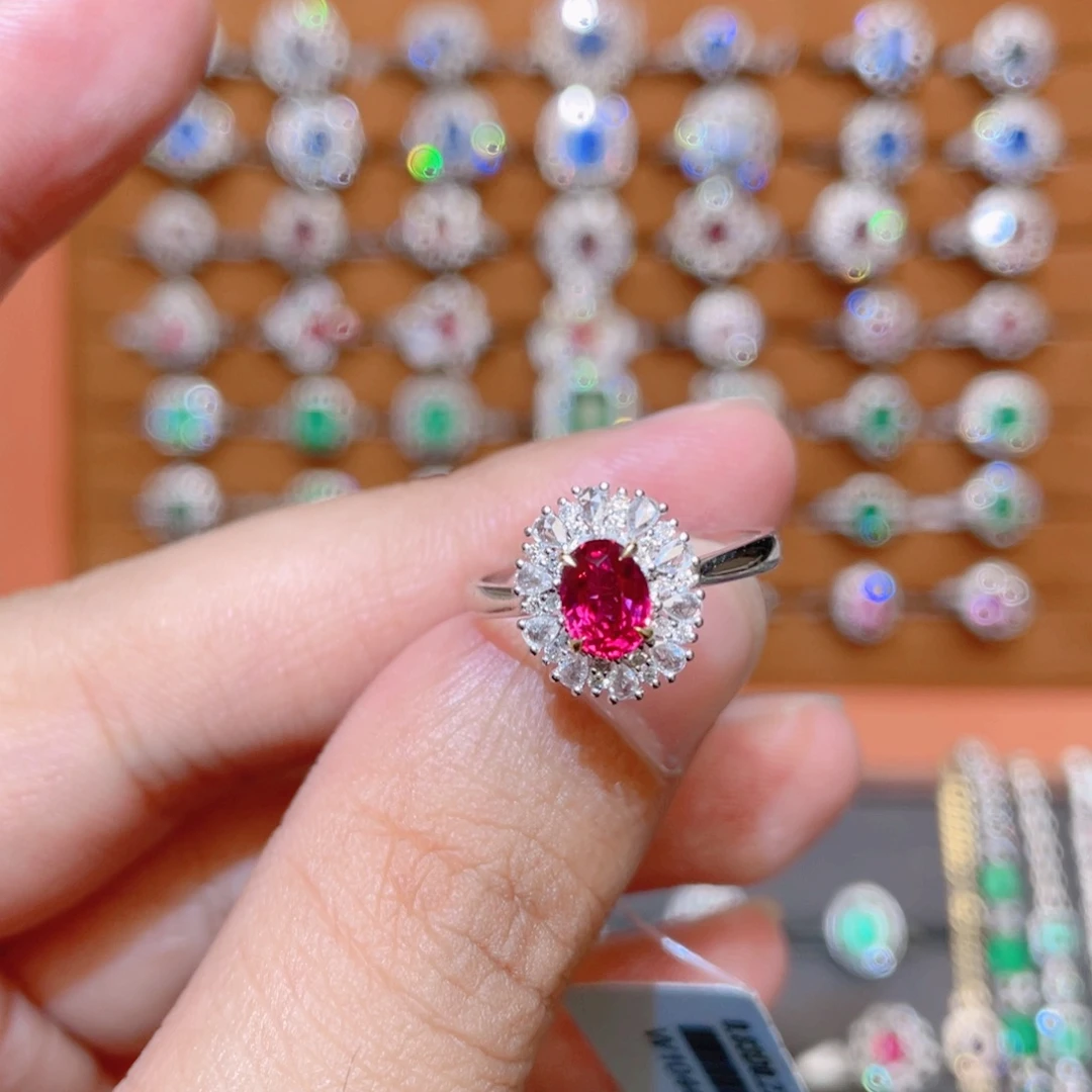 红宝石戒指18K金镶嵌0.83ct 无烧鸽血