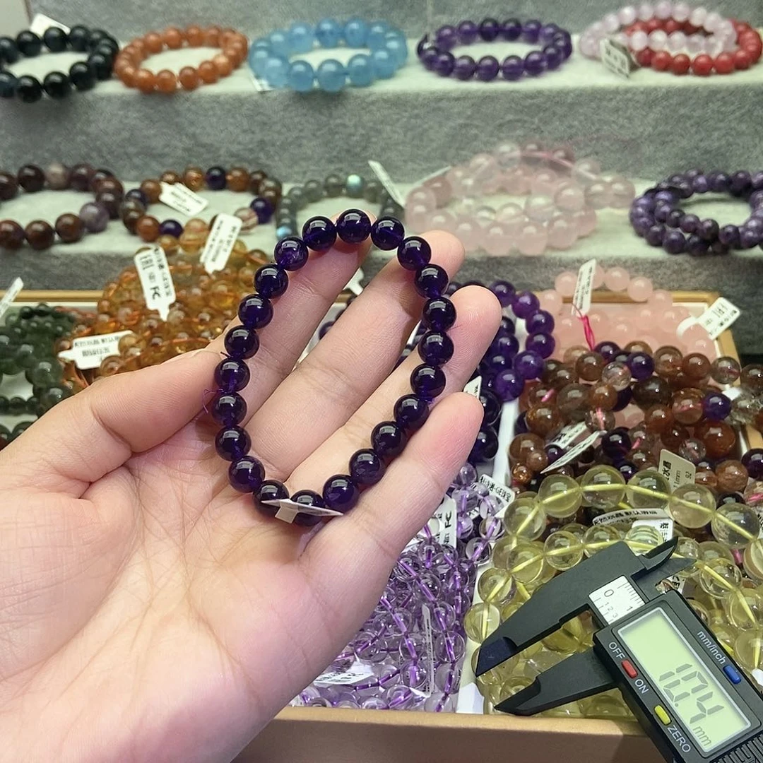 水晶手链未镶嵌毕业级乌拉圭紫水晶8+