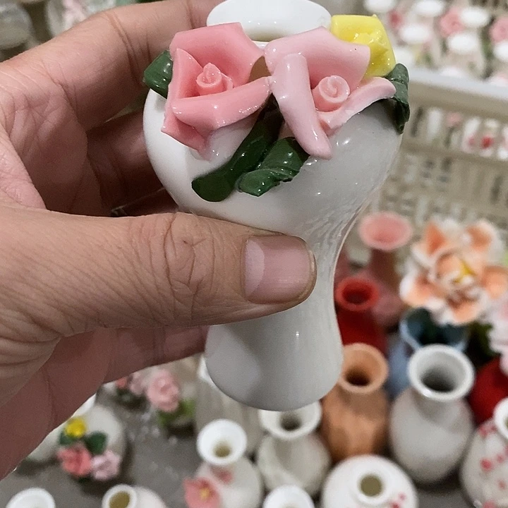 瓷片纯手工陶瓷花摆件瑕