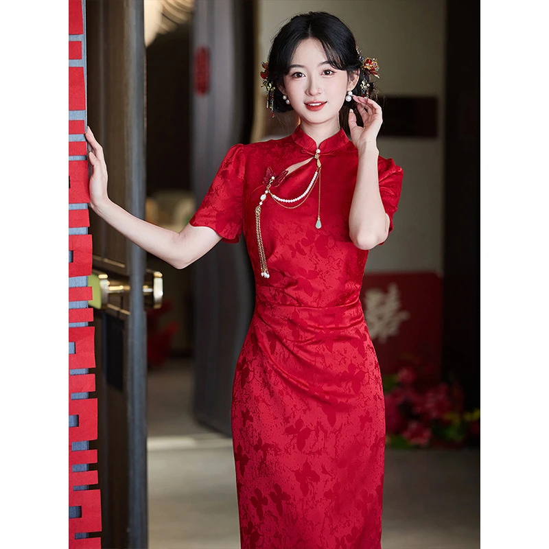 语蝶 | 红色遮肉显瘦新中式旗袍敬酒服新娘2025新款夏款结婚订婚