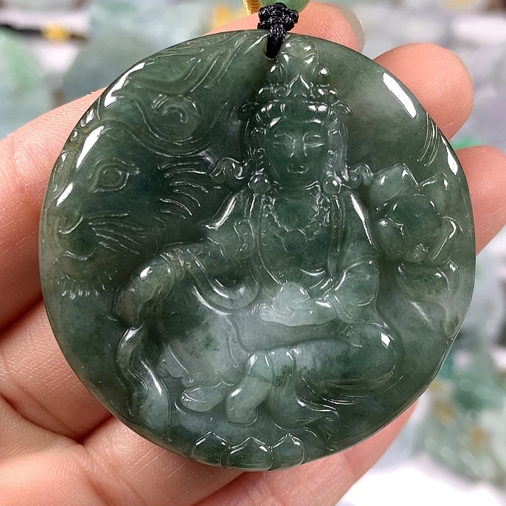 翡翠未镶嵌颈饰文殊菩萨福利
