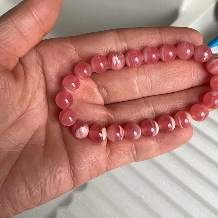 菱锰矿（红纹石）手串未镶嵌叶****r