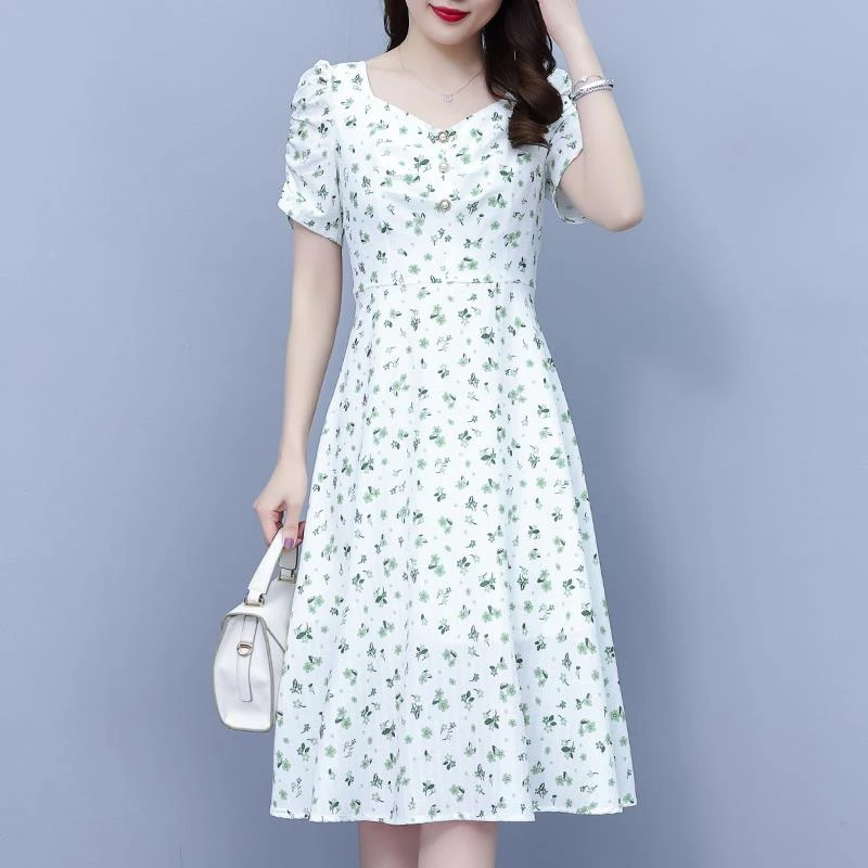 【JRXR女装】雪纺碎花连衣裙新款女夏季高端小个子显高气质高级感