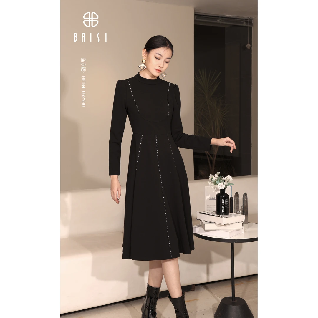 百丝/BAISI商场同步AATB410325A0时尚百搭修身显瘦设计感秋冬连衣