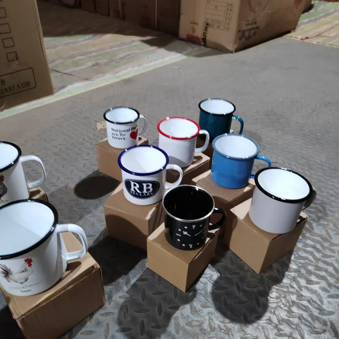 【微瑕 介意慎拍！颜色款式随机发2个】加厚怀旧搪瓷经典杯口杯