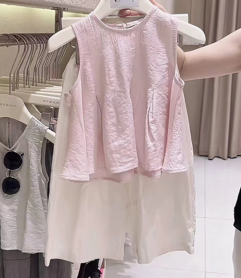 女童衬衫2025夏季新款儿童无袖背心上衣女宝宝休闲阔腿裤洋气童装