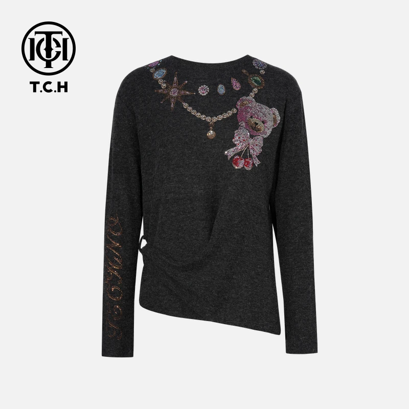 TCH私服烫钻工艺新时尚淑女百搭新潮流针织衫T75C09E5065轻奢tch