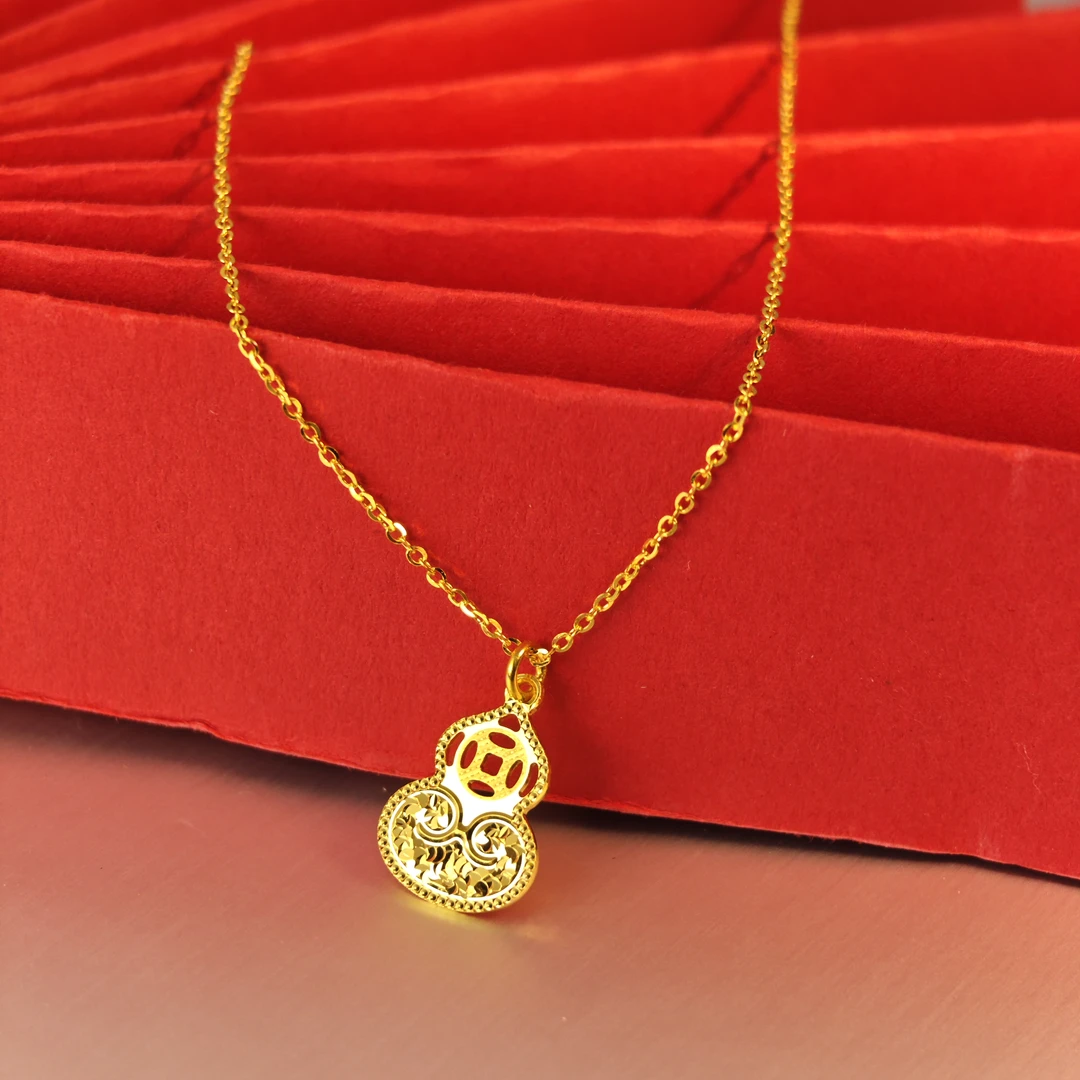 姐妹黄金 足金999福禄满全吊坠黄金项链精美坠链
