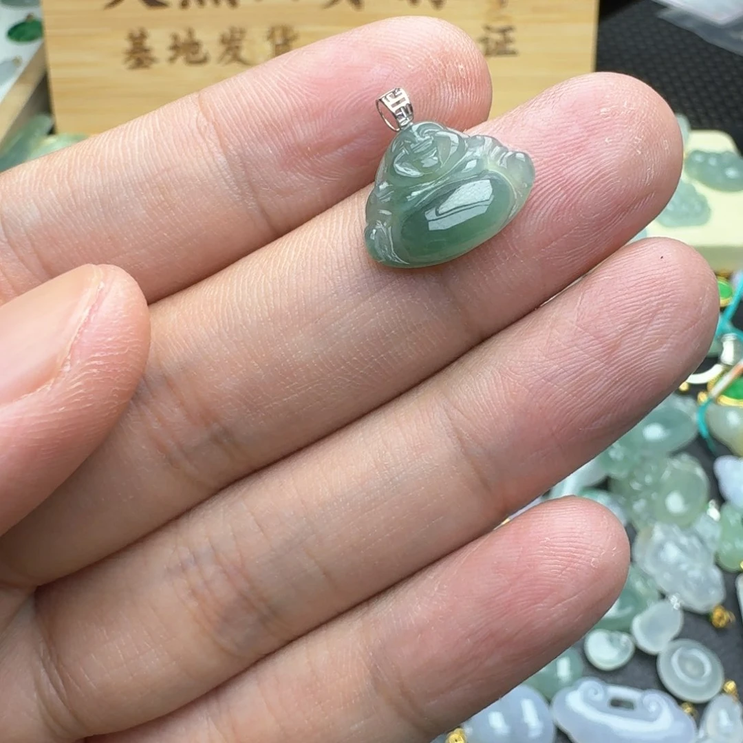 翡翠18K金镶嵌吊坠(不含链)小佛