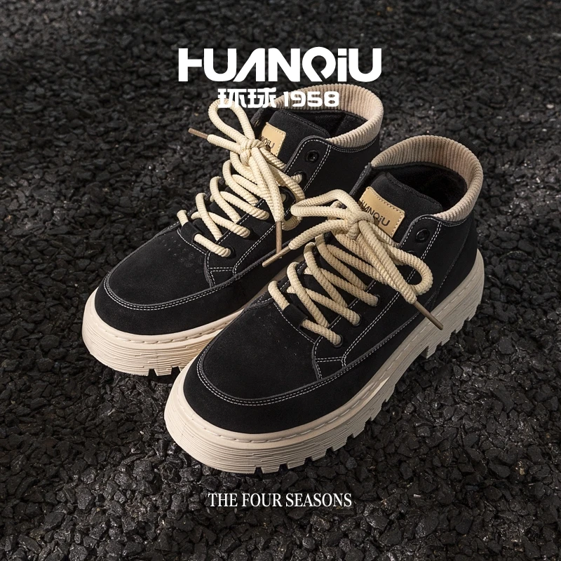 环球男士时尚休闲百搭英伦风潮鞋厚底耐磨男鞋潮流小众复古马丁靴