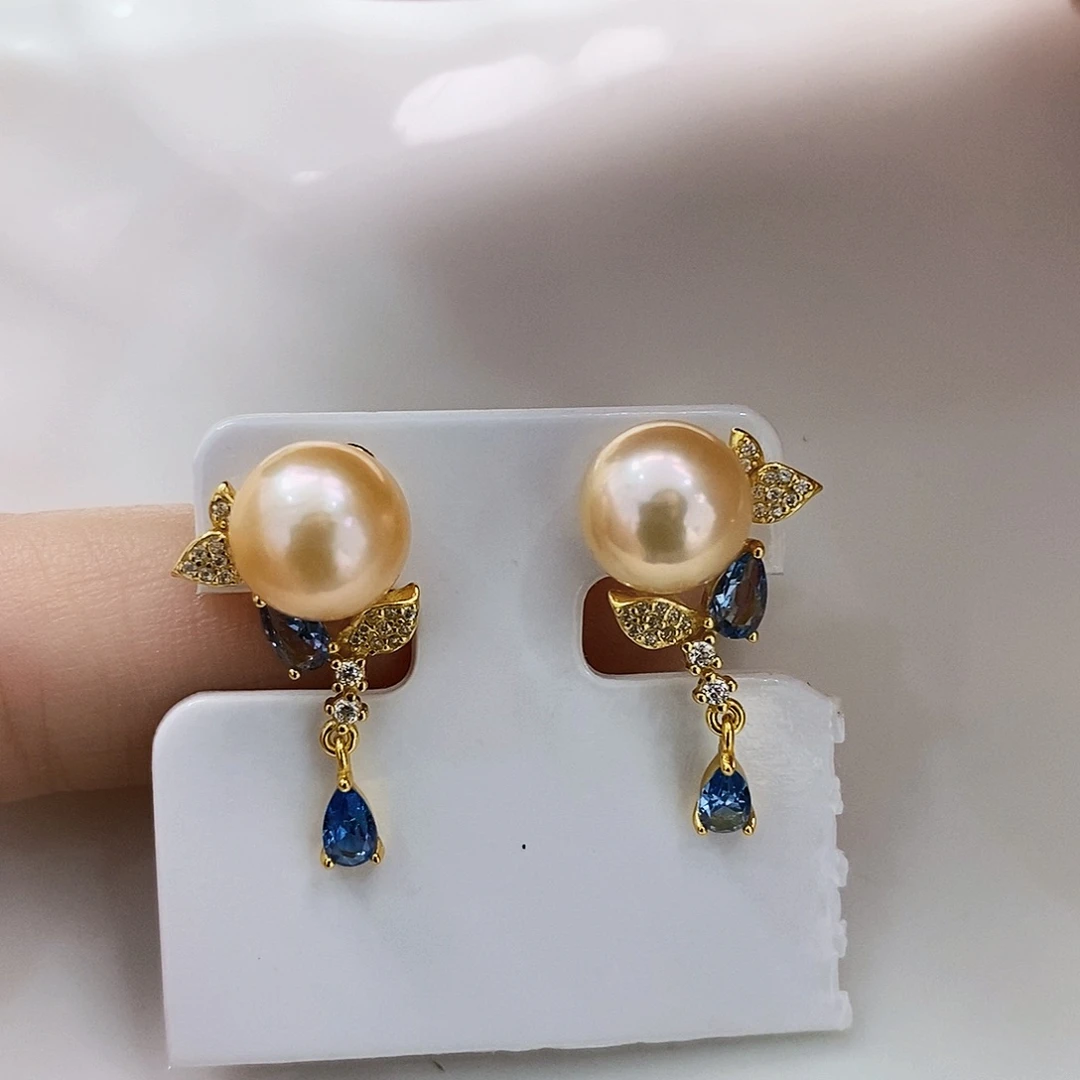 银S925镶嵌特价开播福利极光爱马橙耳饰淡水珍珠