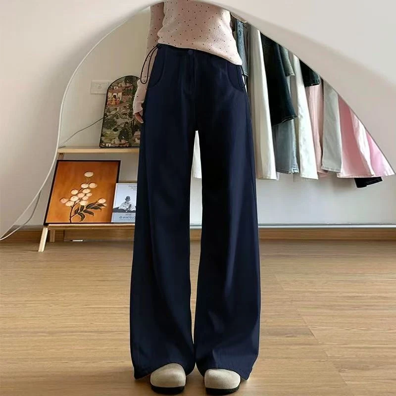 孕妇裤子秋季外穿2025新款直筒阔腿裤显瘦抽绳休闲裤宽松百搭长裤
