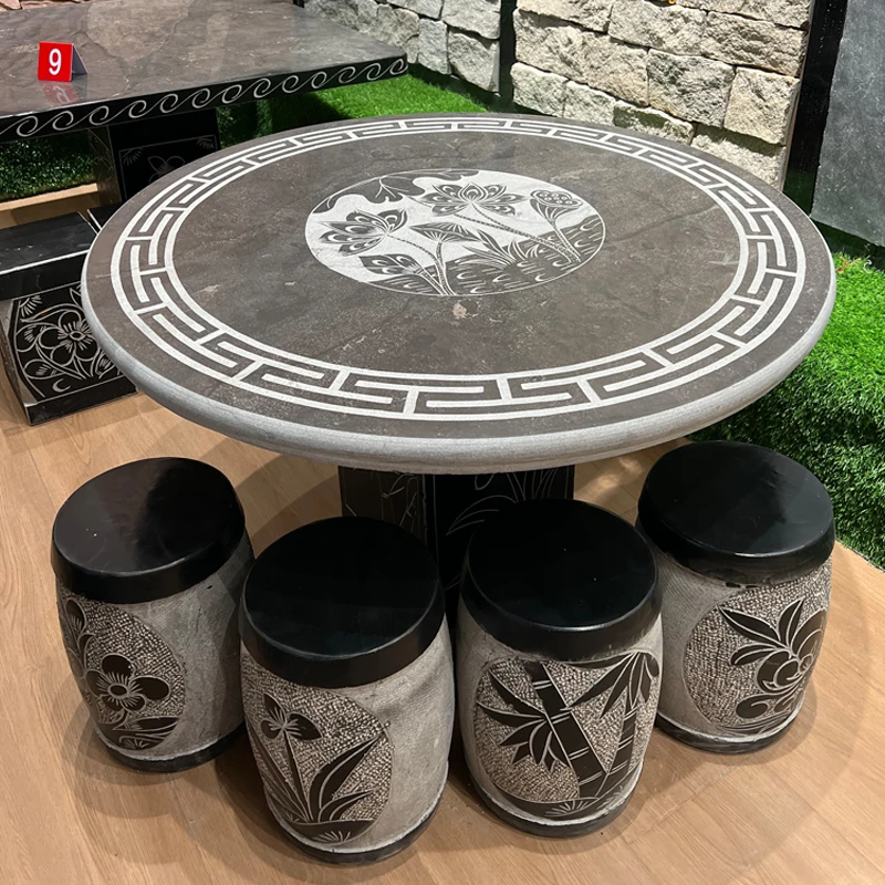 到县城/市区货运站自提】石头桌子石凳子椅子青石石头花园庭院天然