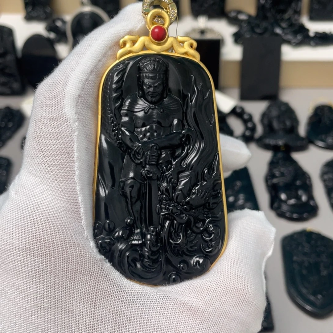 不***丶银S925镀金镶嵌蛇纹石玉吊坠