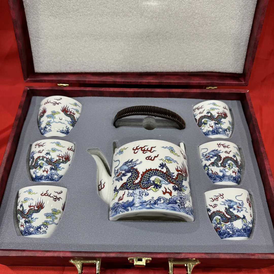 七头陶瓷双龙提梁壶