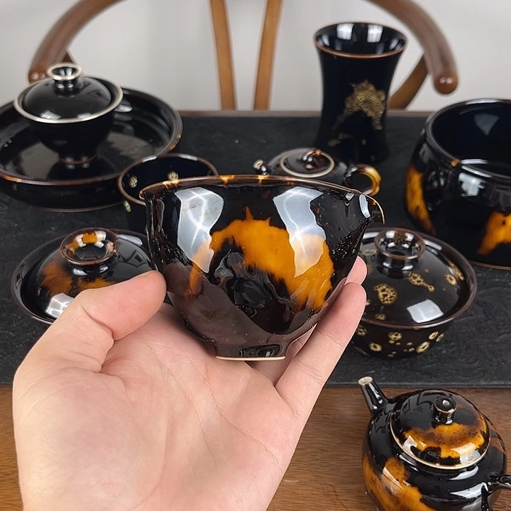 杯玳瑁釉矮公道杯