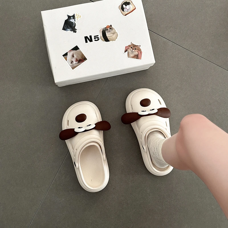 卡通可爱小狗包头拖外穿女2025夏季新款爆款时尚百搭学生家居软底
