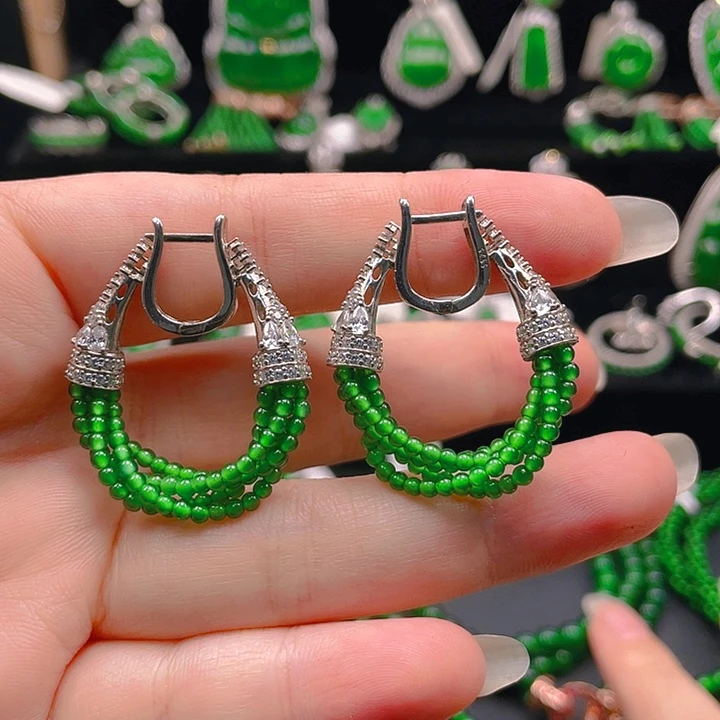 翡翠未镶嵌耳饰123456