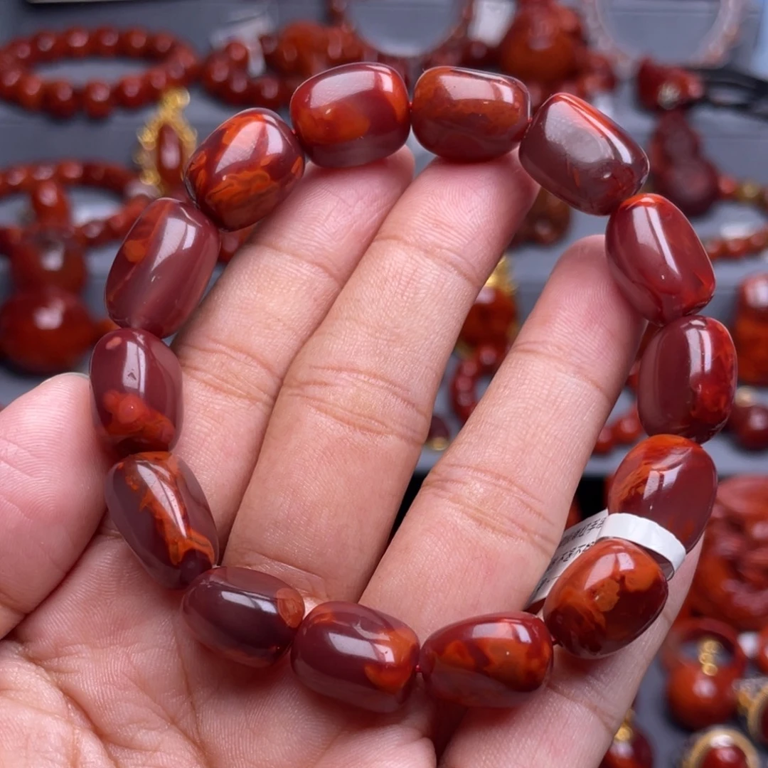 南红玛瑙未镶嵌珠宝奇石单圈12mm