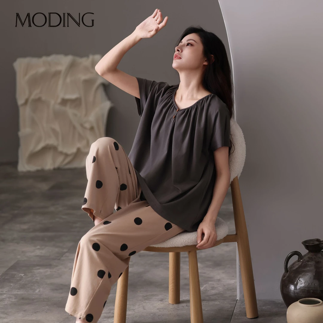 【有胸垫 可外穿】小众设计师短袖家居服舒适居家宽松薄款夏季套装