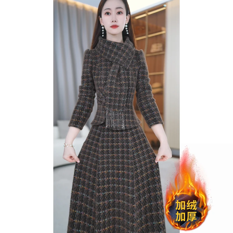 【两件套】冬季新款时尚显瘦修身减龄加绒两件套套装M-4XL