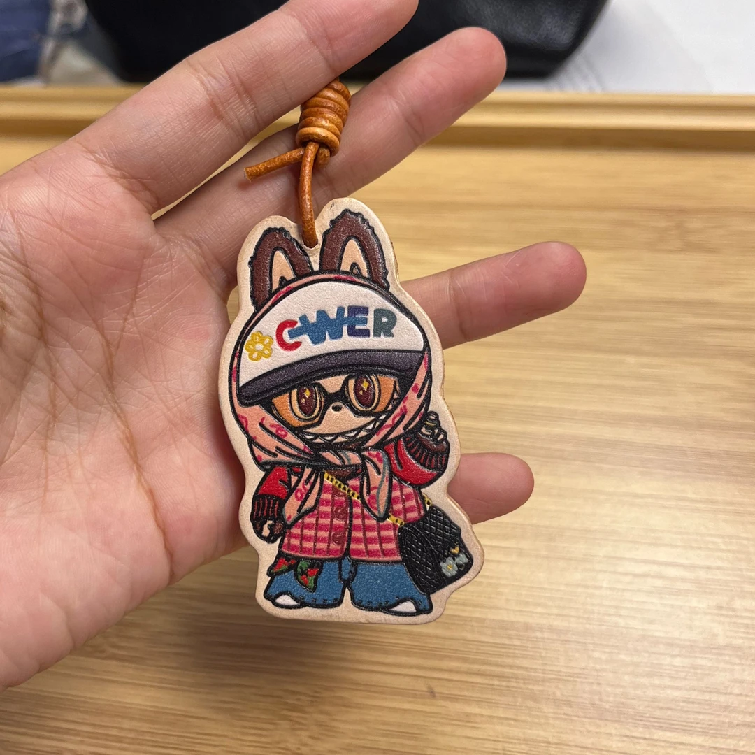 头层牛皮小皮牌拉布布包挂饰品