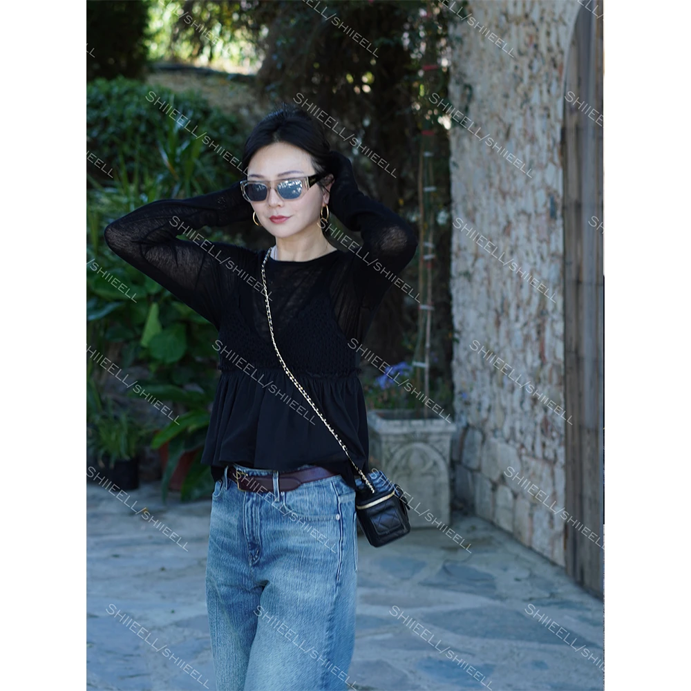 SHIIEELL休闲超软透肤感细织羊毛针织外穿修身显瘦打底衫ZY011