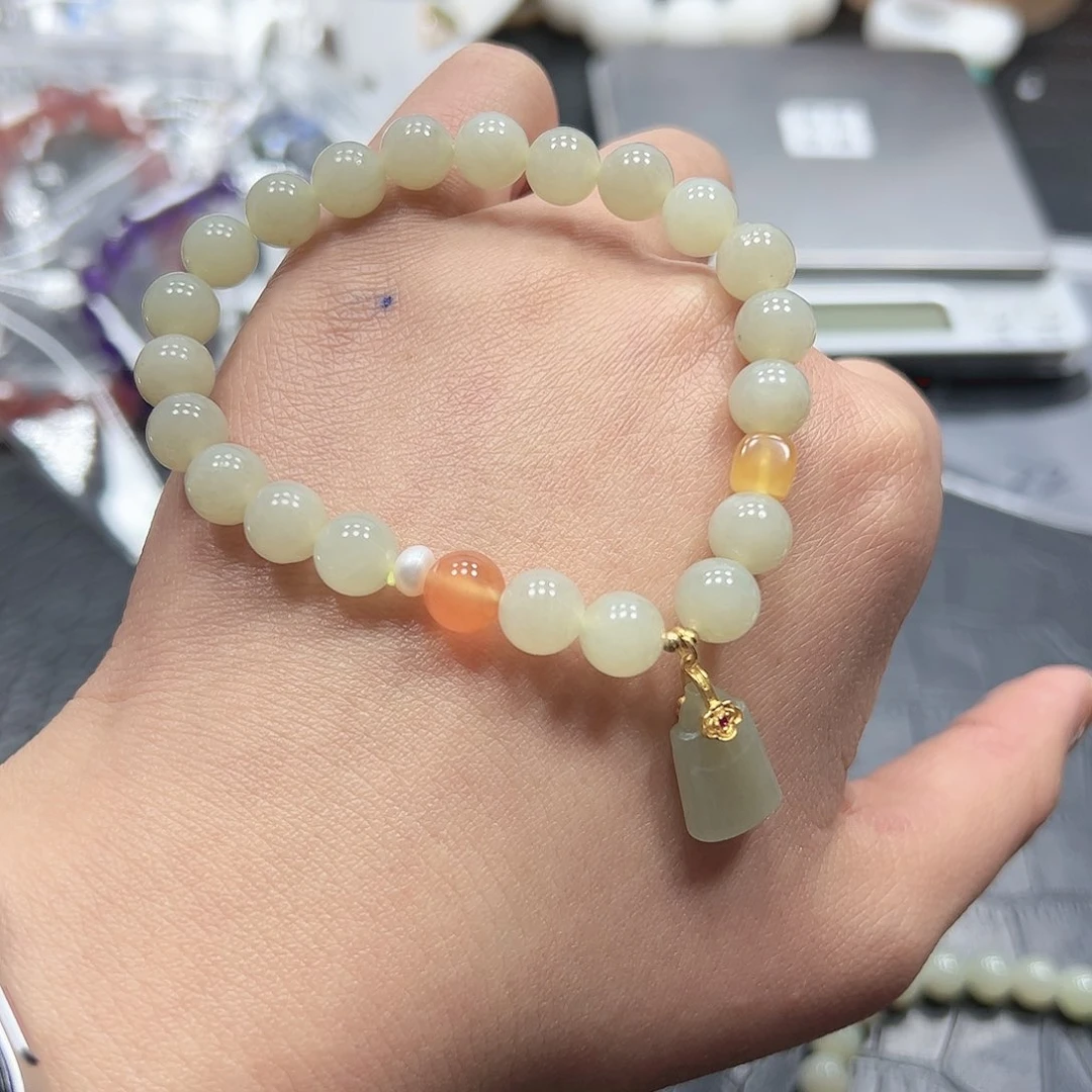 烟晶手链22K金镶嵌和田玉X5556