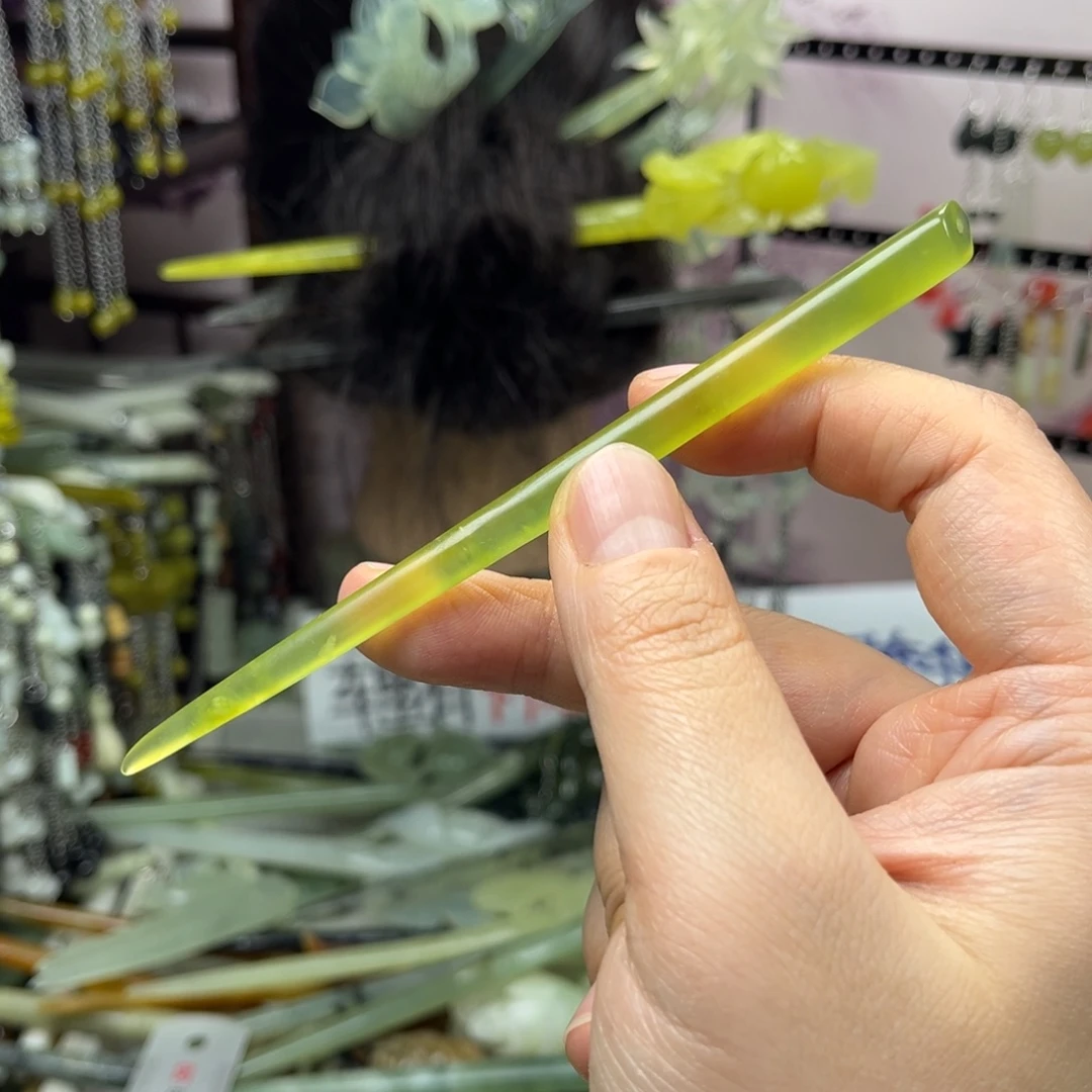 岫玉未镶嵌发饰长度13厘米左右