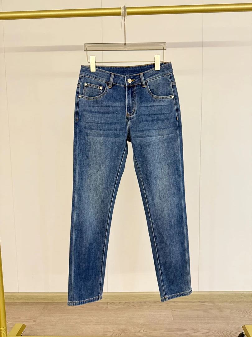 1505-夏季薄款复古蓝雅痞男士透气牛仔裤中腰微弹美式高街时尚款