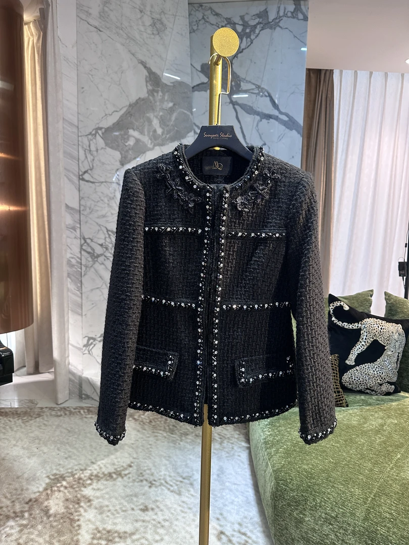 小香风时尚不褪色圆领气质女装秋季短外套常规袖女