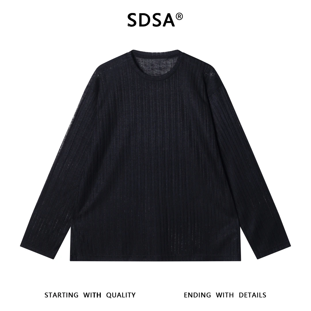 SDSA男士秋冬新款痞帅男装简约休闲肌理感圆领长袖T恤百搭网红款
