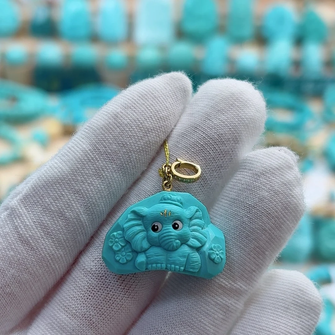 绿松石18K金镶嵌珠宝奇石