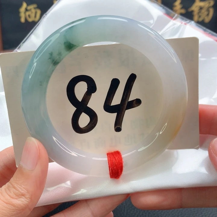 未镶嵌手镯（圆镯）翡翠圆条半山水蜜糖黄