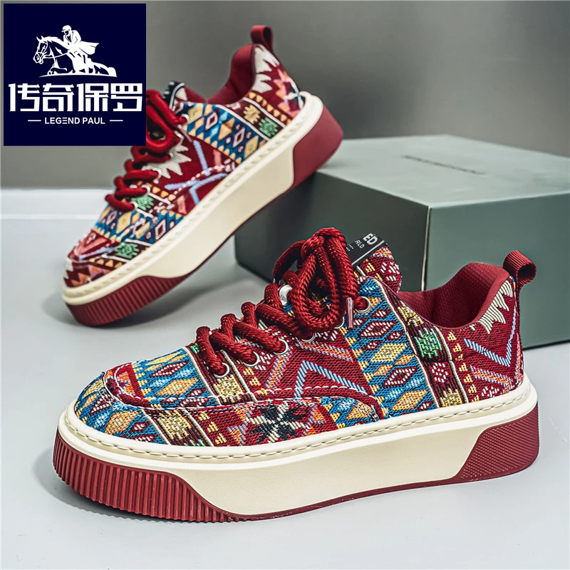 传奇保罗男鞋春季新款低帮布面舒适休闲软底时尚韩版百搭网红鞋男