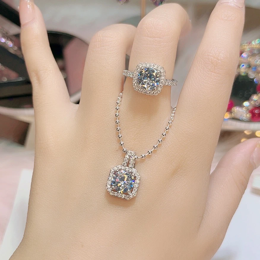 非金属合成锆石项链 0005白色微镶耳环项链