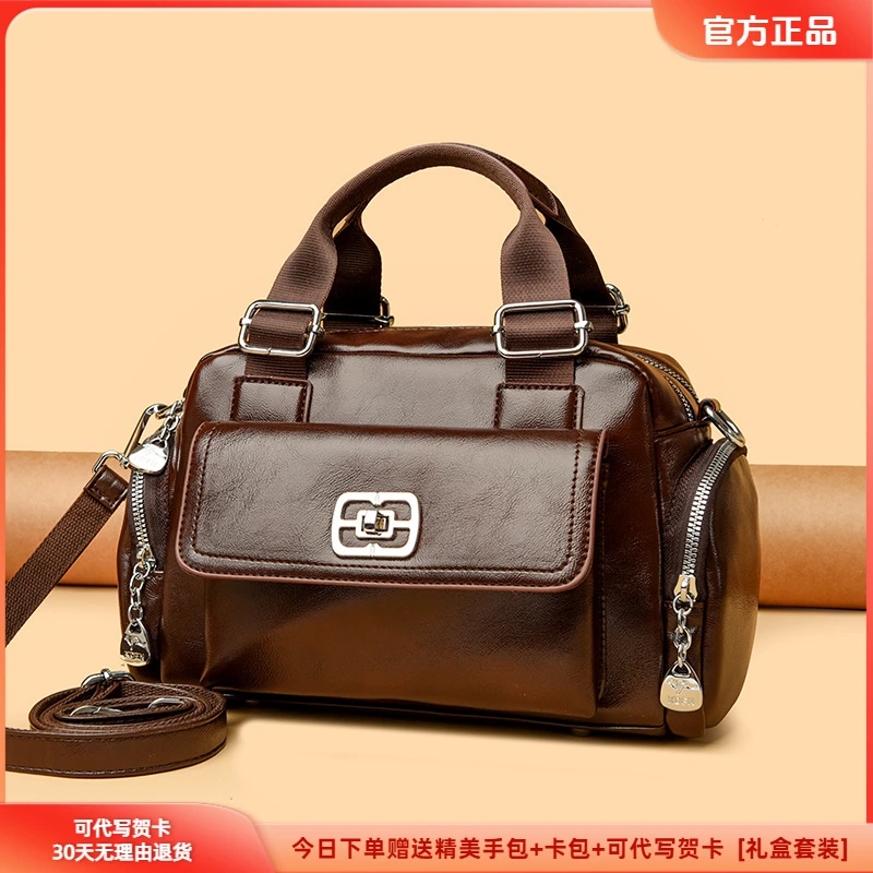 正品玫瑰袋鼠女包2025新款欧美大容量女士时尚大气气质妈妈手提包