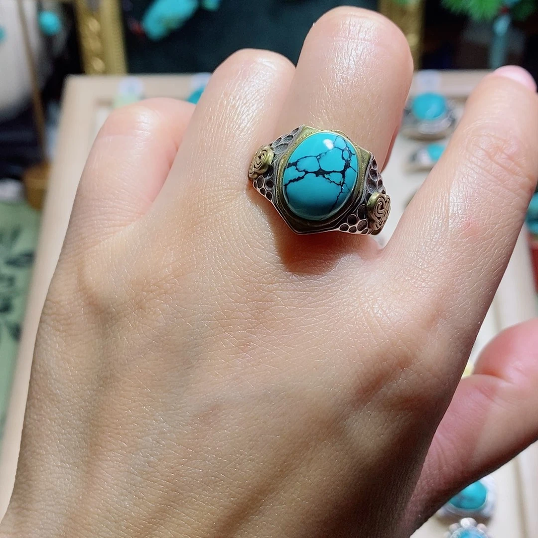 银S925镶嵌绿松石挂件